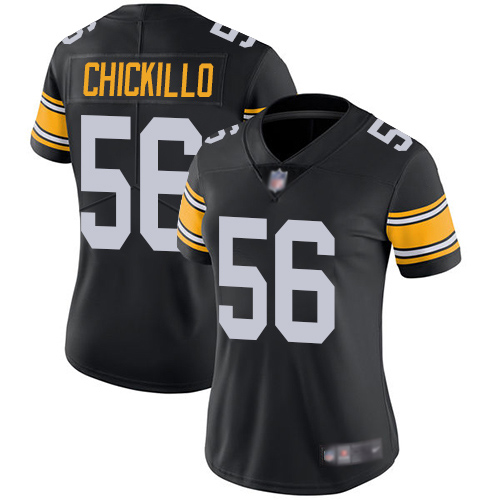 Women Pittsburgh Steelers Football 56 Limited Black Anthony Chickillo Alternate Vapor Nike NFL Jersey